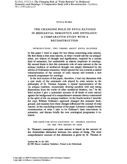 The Changing Role of Entia Rationis in Medieval Philosophy