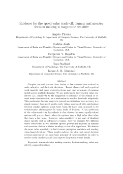 Evidence for the speed-value trade-off: human and monkey decision