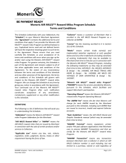 Moneris AIR MILES&reg;&dagger; Reward Miles Program Schedule Terms and