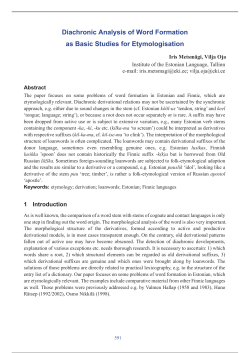 Diachronic Analysis of Word Formation as Basic Studies