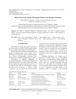 Mono-Town in the System of Economic Notions of the Russian