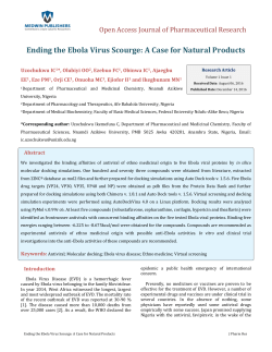 Ending the Ebola Virus Scourge: A Case for Natural Products. J