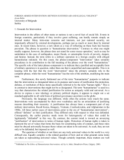 Foreign, Armed Intervention: Between Justified Aid and Illegal Viol