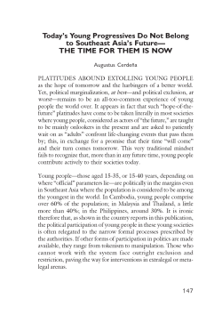 Today`s Young Progressives Do Not Belong to Southeast Asia`s