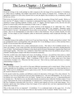 The Love Chapter &ndash; 1 Corinthians 13