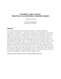 Meaning, Variation, and Ethnicity in Australian English