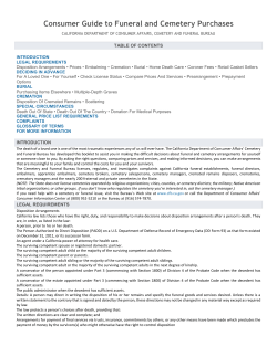 Consumer Guide to Funeral and Cemetery Purchases