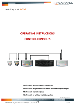 OPERATING INSTRUCTIONS CONTROL CONSOLES