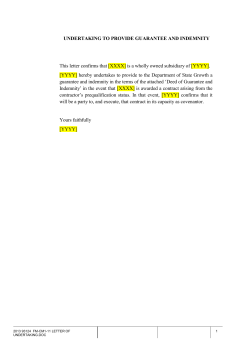 UNDERTAKING TO PROVIDE GUARANTEE AND INDEMNITY This