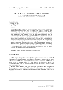 THE POSITION OF NEGATIVE ADJECTIVES IN AELFRIC`S