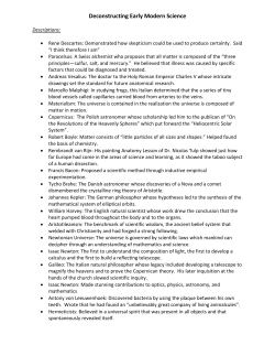 Deconstructing Early Modern Science Key notes