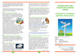 APPEALING FOR PLACE IN A SIXTH FORM A Guide for students