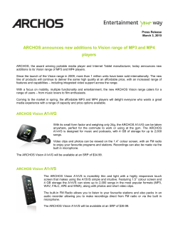 ARCHOS announces new additions to Vision range of MP3 and