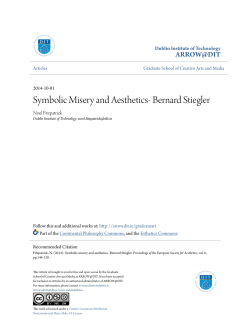 Symbolic Misery and Aesthetics- Bernard Stiegler