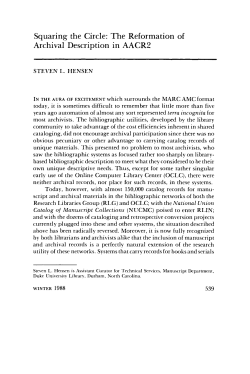 Squaring the Circle: The Reformation of Archival