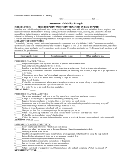 Assessment - Modality Strength