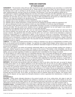 TERMS AND CONDITIONS OF YOUR ACCOUNT