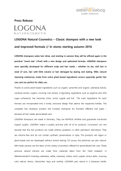 Press Release LOGONA Natural Cosmetics &ndash; Classic shampoo with