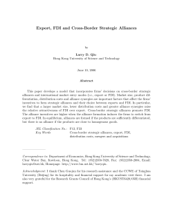 Export, FDI and Cross-Border Strategic Alliances