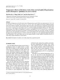 Temperature effects on life history traits of the corn leaf aphid