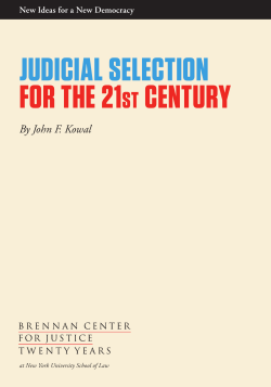 JUDICIAL SELECTION FOR THE 21st CENTURY