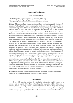 Nuances of Implicitness - International Journal of Educational
