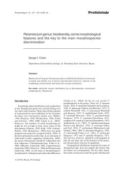 Protistology Parameciumgenus: biodiversity, some morphological