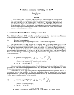 A Situation Semantics for Binding out of DP
