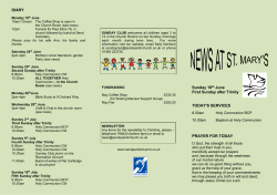 DIARY Sunday 21st May Sixth Sunday of Easter TODAY`S