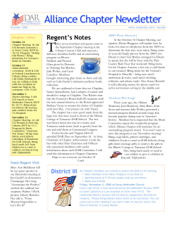 Alliance Chapter Newsletter
