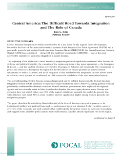 Central America: The Difficult Road Towards Integration