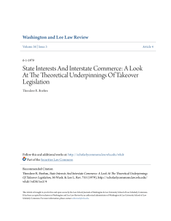 State Interests And Interstate Commerce: A Look At The Theoretical