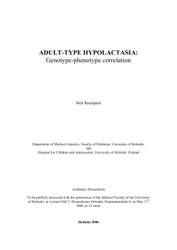 Adult-type hypolactasia: Genotype