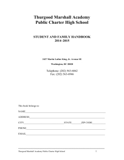 THURGOOD MARSHALL ACADEMY CODE OF CONDUCT