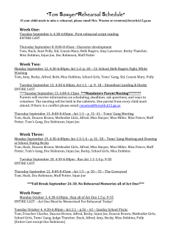 Tom Sawyer*Rehearsal Schedule