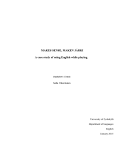MAKES SENSE, MAKEN J&Auml;RKI A case study of using English while