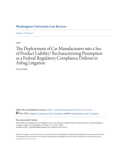 The Deployment of Car Manufacturers into a Sea of Product Liability