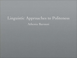 Linguistic Approaches to Politeness
