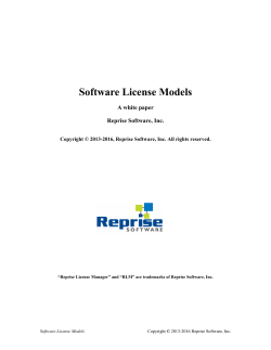 Software License Models - Reprise License Manager