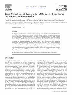 Sugar Utilisation and Conservation of the gal-lac Gene