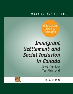 Immigrant Settlement and Social Inclusion in Canada