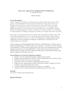 1 ENG 9CE: CREATIVE EXPRESSION IN WRITING 3 units, Winter