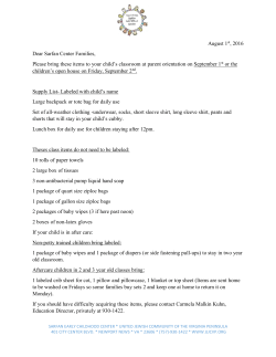 Supply List - United Jewish Community of the Virginia Peninsula