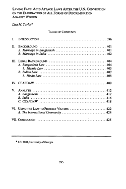 Saving Face: Acid Attack Laws After the UN Convention