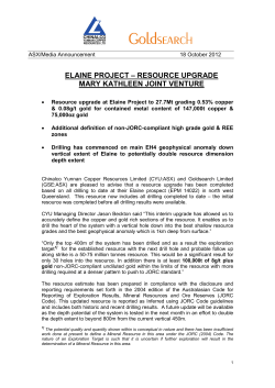 elaine project &ndash; resource upgrade mary kathleen joint