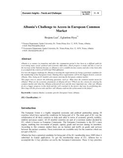 Albania`s Challenge to Access in European Common Market