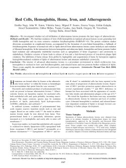 Red Cells, Hemoglobin, Heme, Iron, and Atherogenesis