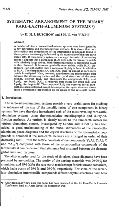 systematic arrangement of the binary rare-earth-aluminium