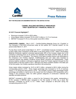 canwel building materials announces first quarter 2017 financial