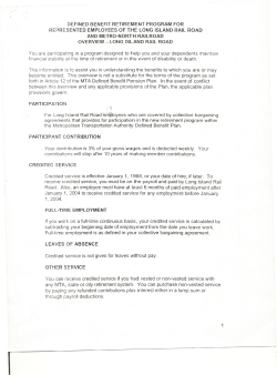 DEFINED BENEFIT RETIREMENT PROGRAM FOR